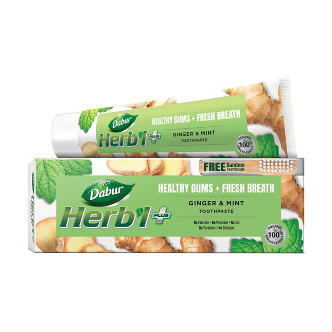 Dabur Herb l Pasta Dental Ginger & Mint + Cepillo de Dientes 150 gr
