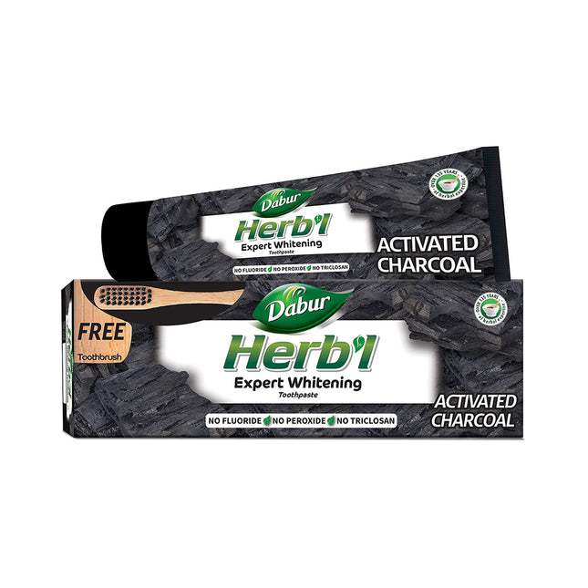 Dabur Herb'l Pasta Dental Carbón Activado + Cepillo de Dientes 150 ML