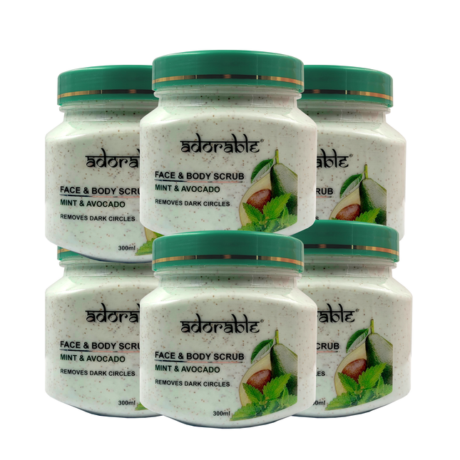 Pack 6 Uds Exfoliante Cuerpo Y Rostro Menta-Palta 300 Ml