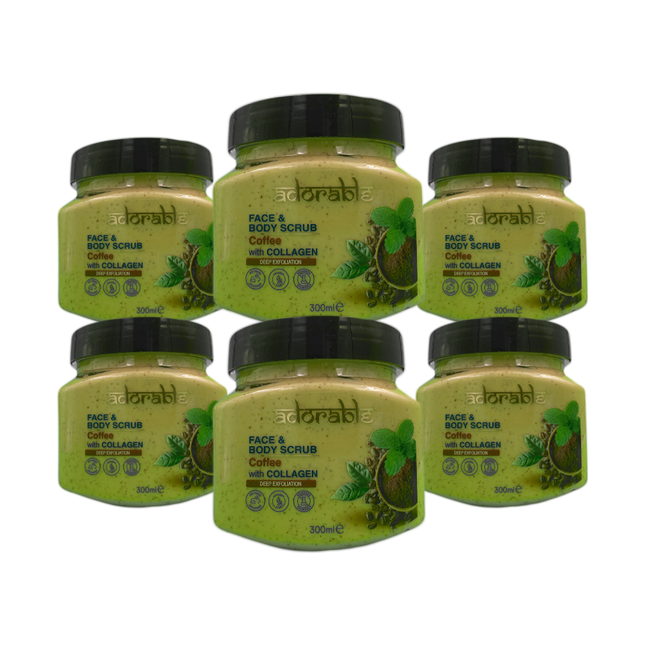 Pack Adorable 6 Exfoliantes Café & Colágeno 300 ml